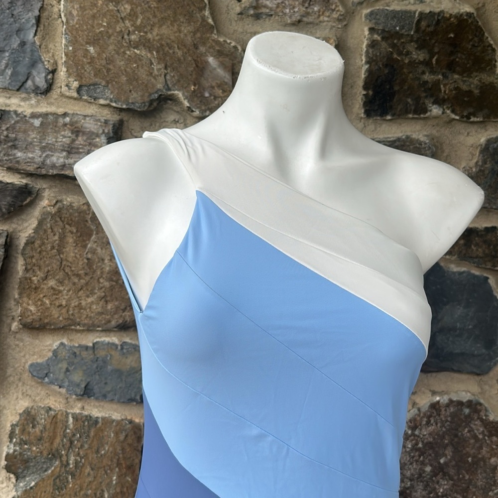 Summersalt The Sidestroke One-Shoulder Women's Swimsuit in Blue/White size 10 - Picture 4 of 12